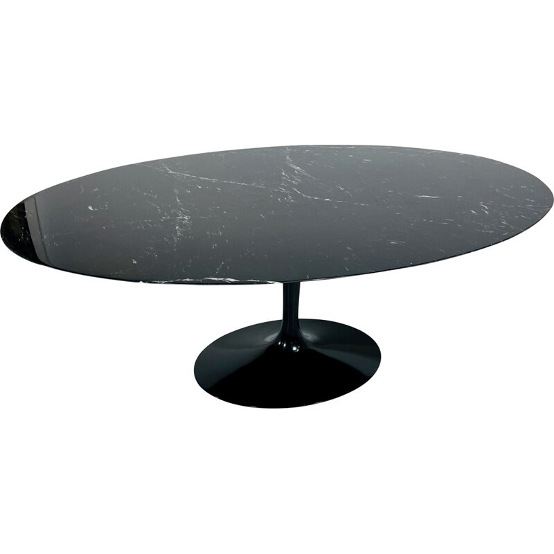 Vintage black marble Marquina oval table by Eero Saarinen for Knoll Studio