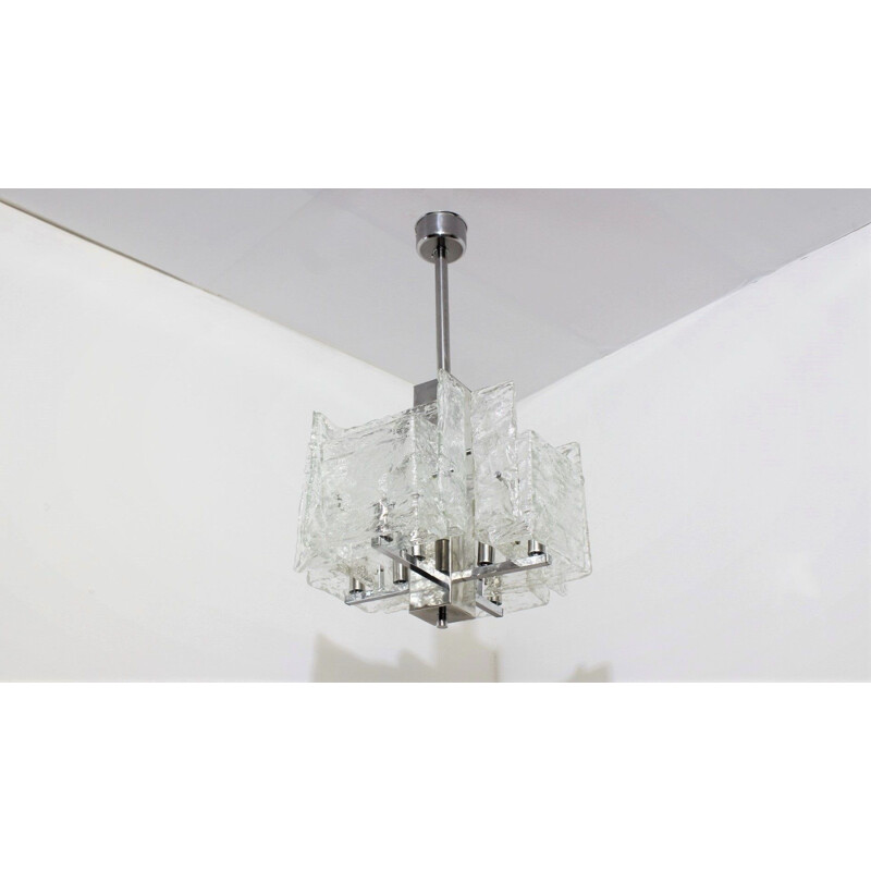 Mid-century Murano glass pendant chandelier Mazzega, 1970s