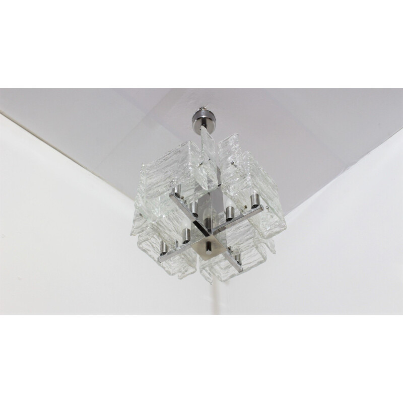 Mid-century Murano glass pendant chandelier Mazzega, 1970s