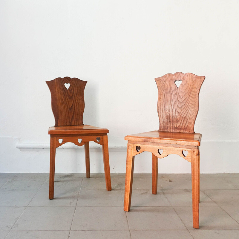 Ensemble de 5 chaises portugaises de style néo-rustique moderne, Portugal 1940