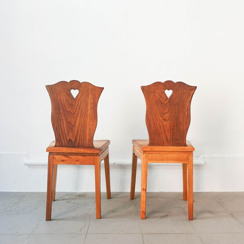 Set of 5 Portuguese chairs of modern neo-rustic style, Portugal 1940