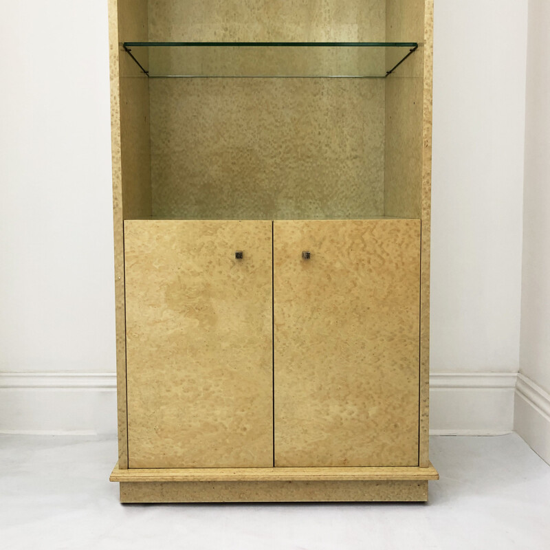 Vintage display case in birdseye maple, Italy 1980