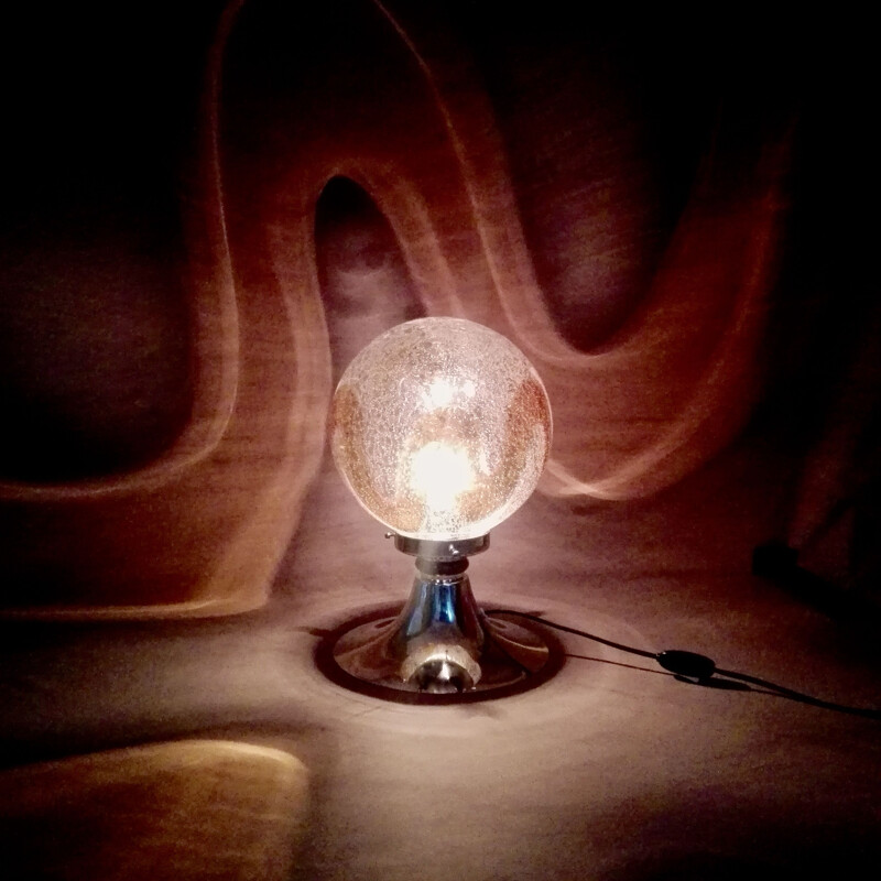 Lampe vintage en chrome et verre d'art de Murano, Italie 1960