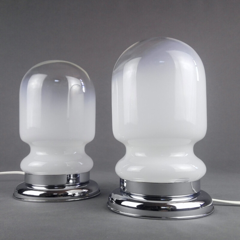 Pair of vintage bedside lamps by Carlo Nason for the Mazzega glass factory in Murano, Italy 1960