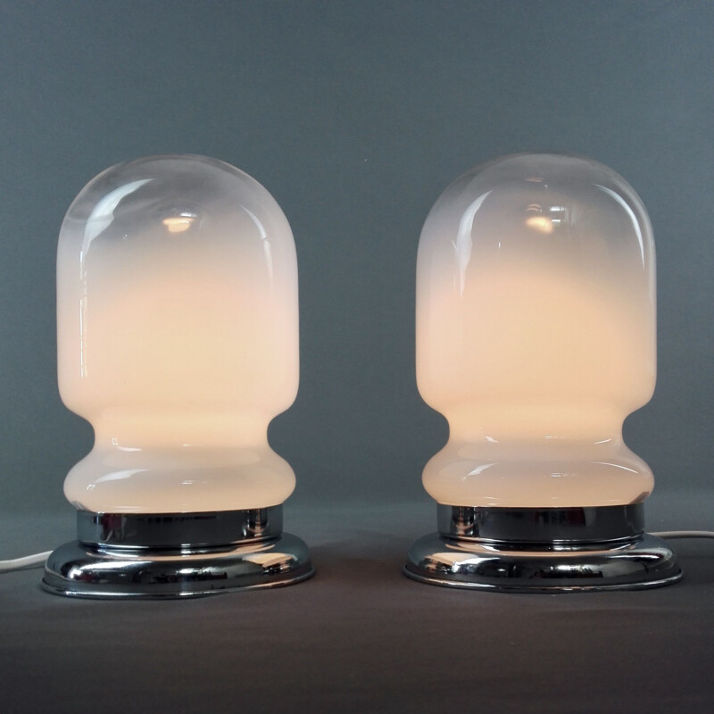 Paire de lampes de chevet vintage de Carlo Nason pour la verrerie Mazzega de Murano, Italie 1960