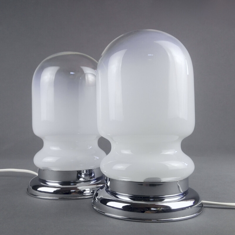 Pair of vintage bedside lamps by Carlo Nason for the Mazzega glass factory in Murano, Italy 1960