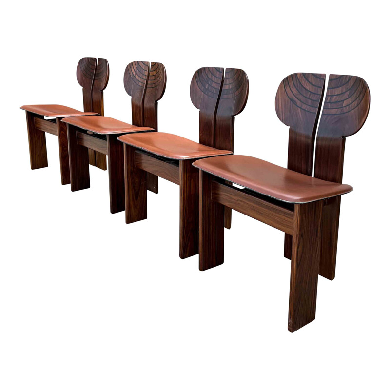 Conjunto de 4 sillas vintage "África" y mesa "Artona" de Afra y Tobia Scarpa para Maxalto, 1975