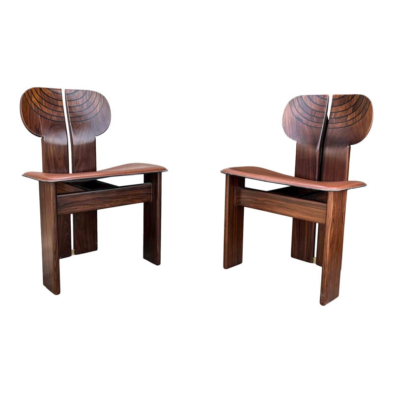Ensemble de 4 chaises "Africa" et table "Artona" vintage par Afra et Tobia Scarpa pour Maxalto, 1975