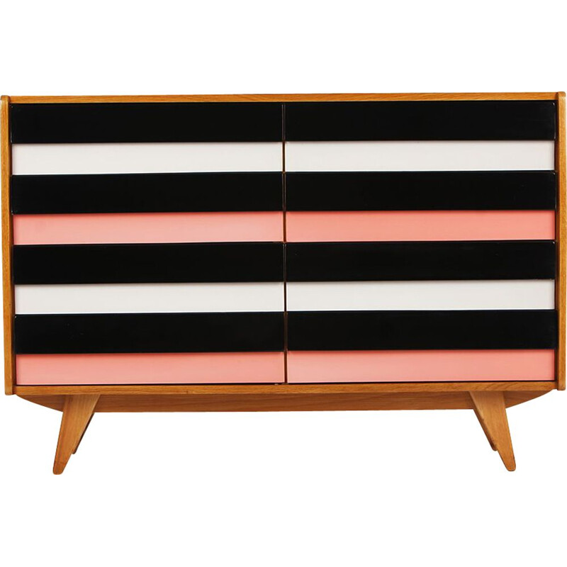 Mid ccentury highboard U 453 with wooden drawers by Jiří Jiroutek for Interier Praha, Czechoslovakia 1960s