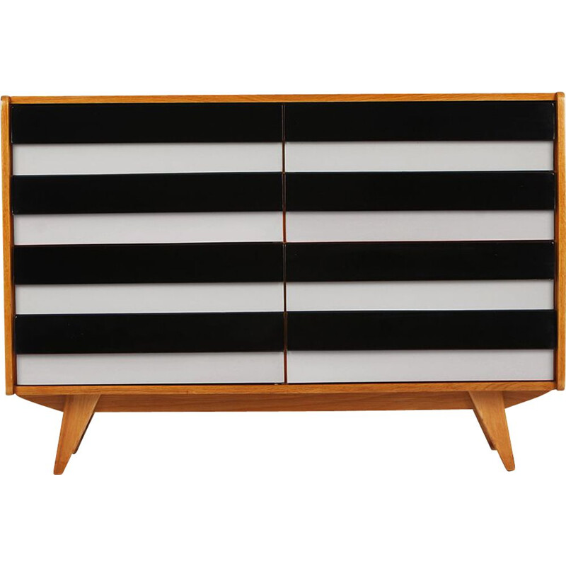 Buffet noir et blanc vintage U 453 de Jiří Jiroutek pour Interier Praha, Tchécoslovaquie 1960