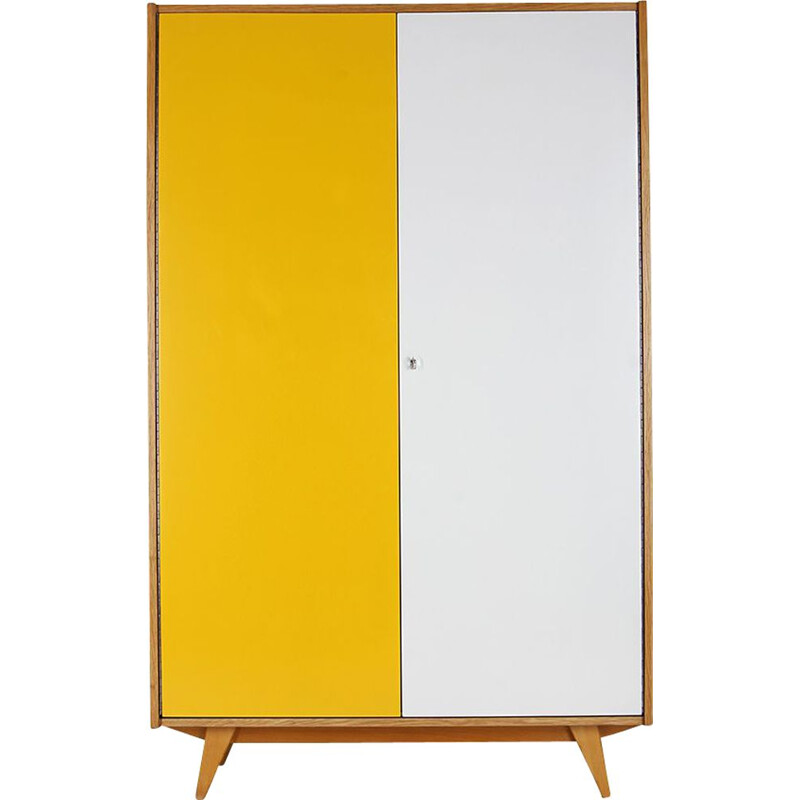 Mid century white and yellow cabinet by Jiri Jiroutek for Interier Praha, 1960s