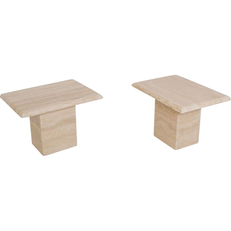 Pair of vintage travertine side tables, Italy 1970s