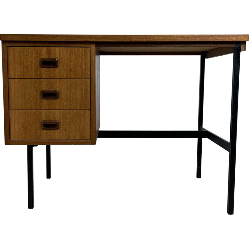 Vintage double-sided teak desk by Jacques Hitier, 1960