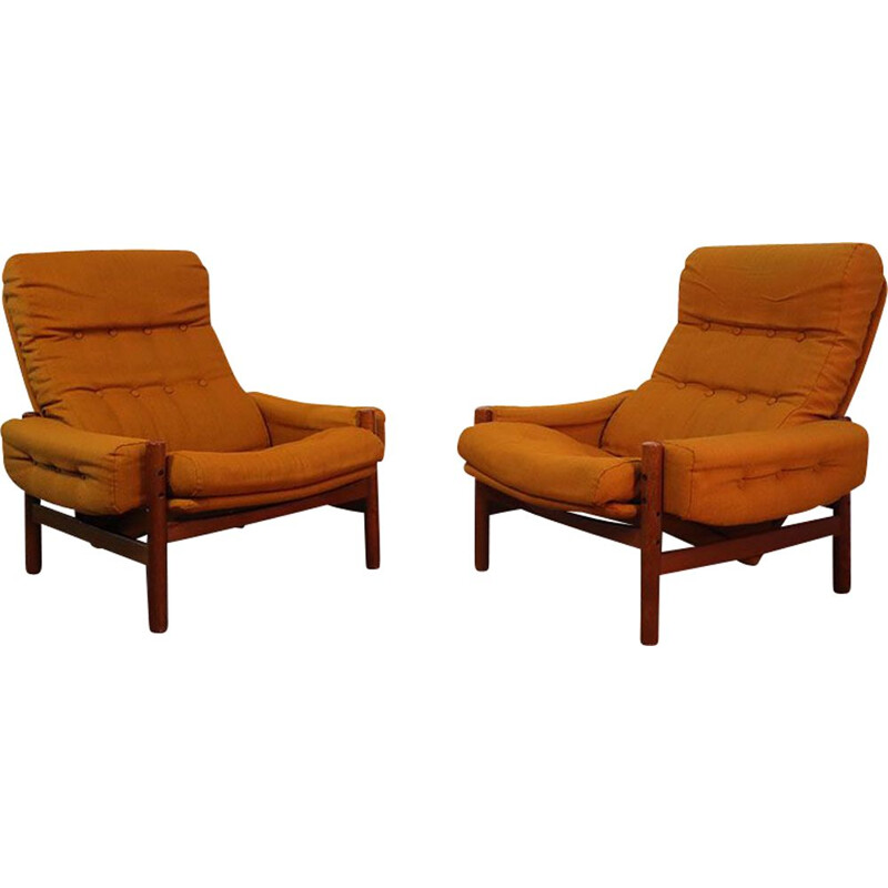 Pair of Scandinavian vintage teak armchairs, 1960