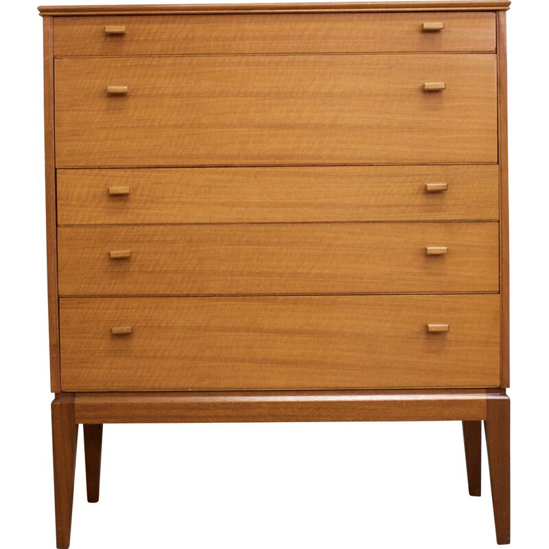 Mid-century walnut chest of drawers by Alfred Cox, UK 1960s