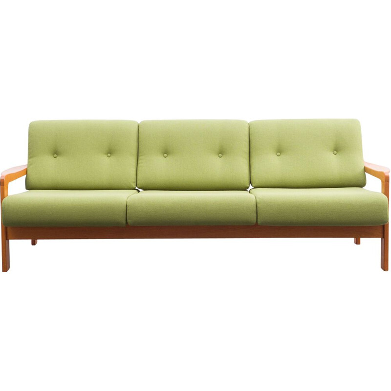 Mid century green teak sofa, 1970s