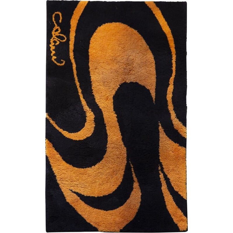 Vintage Orange & Black Carpet by Luigi Colani for Colani