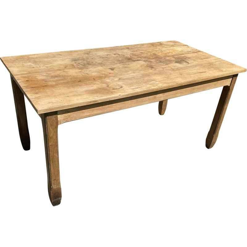 Table vintage en bois massif, 1950