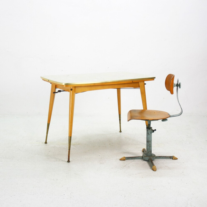 Table extensible vintage avec hauteur modulable - 1950
