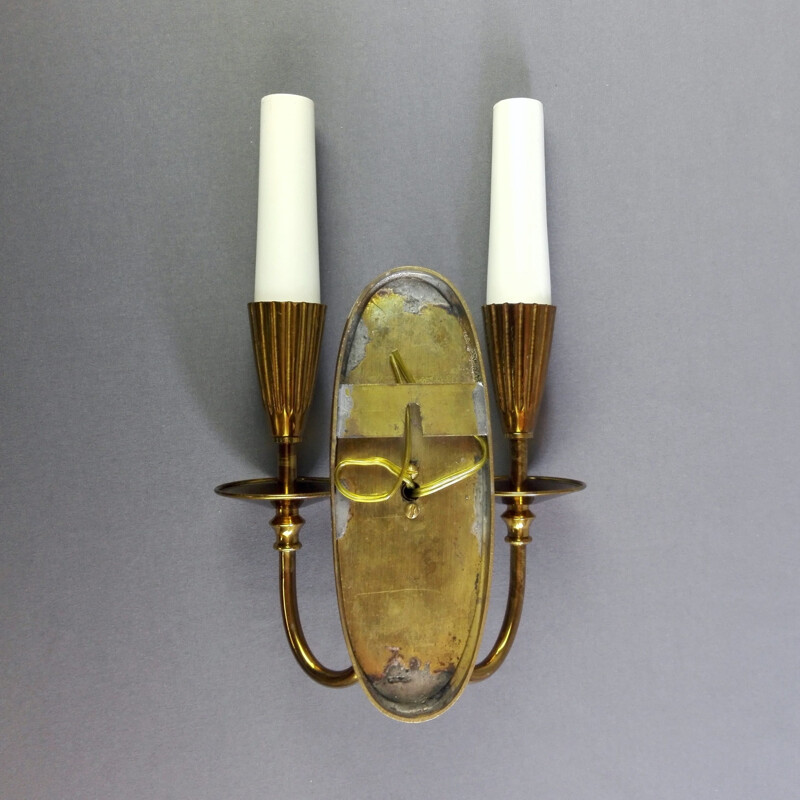 Pair of vintage sconces in solid brass, Italy 1950