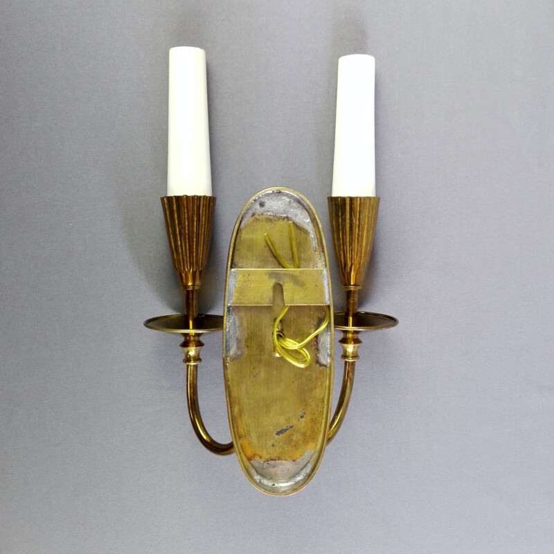 Pair of vintage sconces in solid brass, Italy 1950