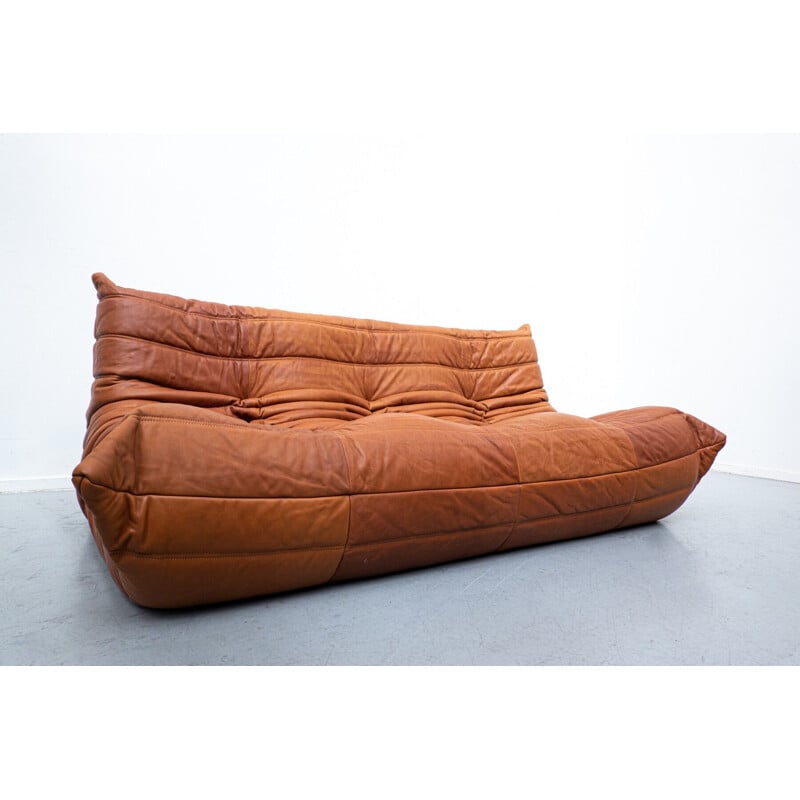 Vintage Togo leather sofa by Michel Ducaroy for Ligne Roset, 1970