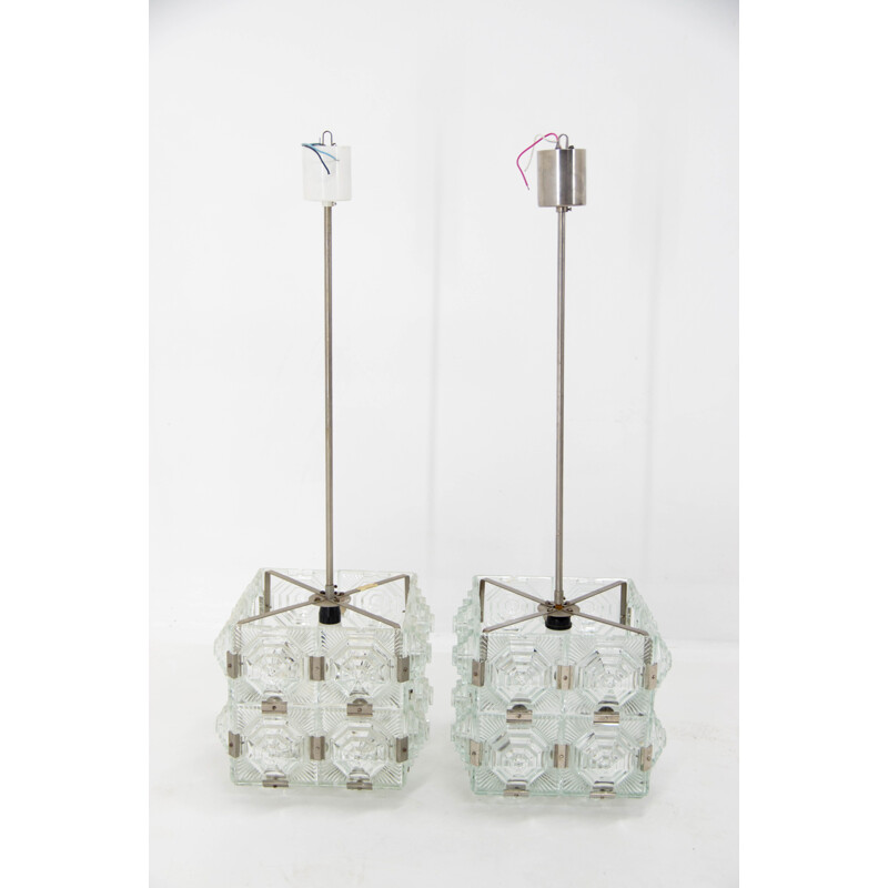 Pair of vintage pendant lamps by Kamenicky Senov, 1960
