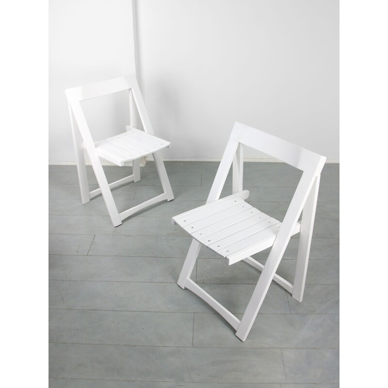 Coppia di sedie pieghevoli vintage Trieste bianche di Aldo Jacober per Bazzani