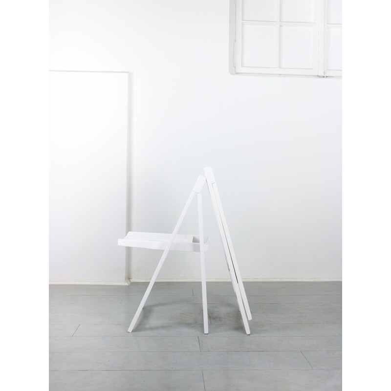 Pareja de sillas plegables Trieste blancas vintage de Aldo Jacober para Bazzani