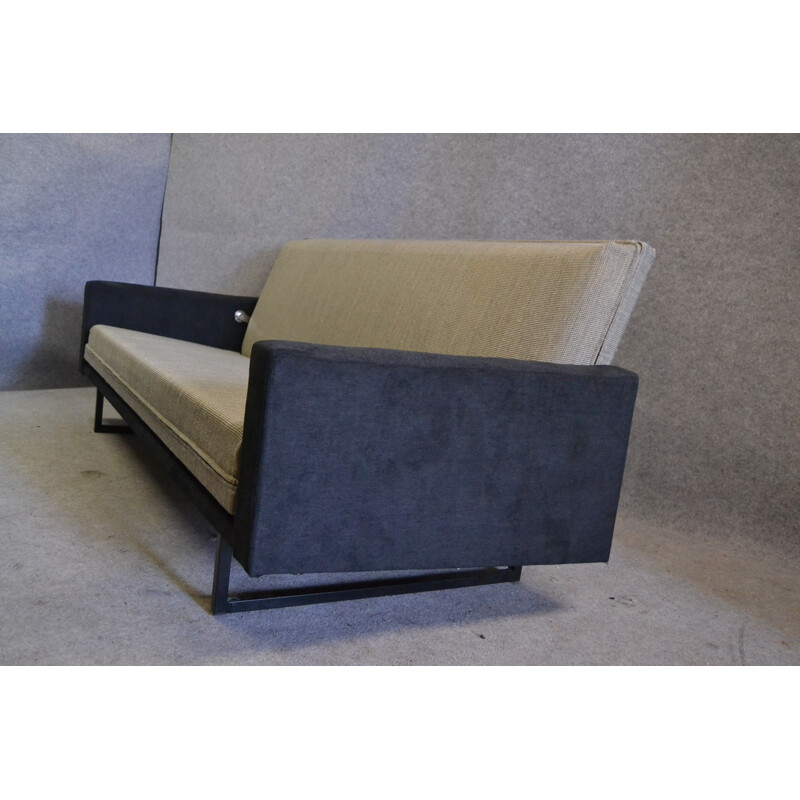 Steiner sofa in metal and grey fabric, René Jean CAILLETTE - 1960s
