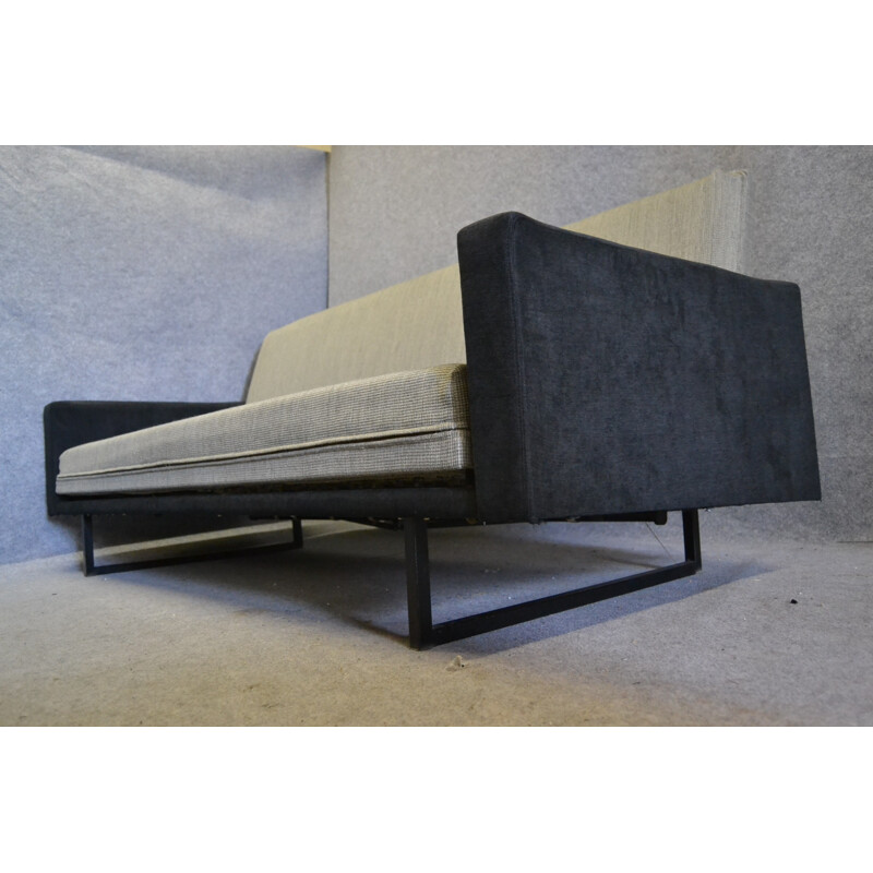 Steiner sofa in metal and grey fabric, René Jean CAILLETTE - 1960s