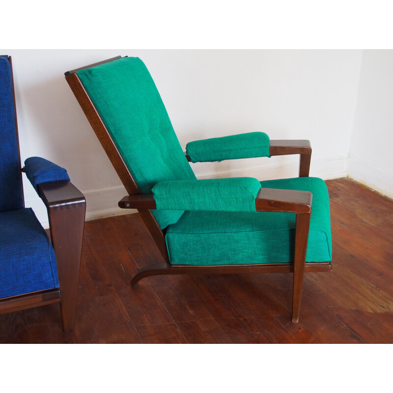 Paire de fauteuils vintage avec ottomans de André Sornay, 1962