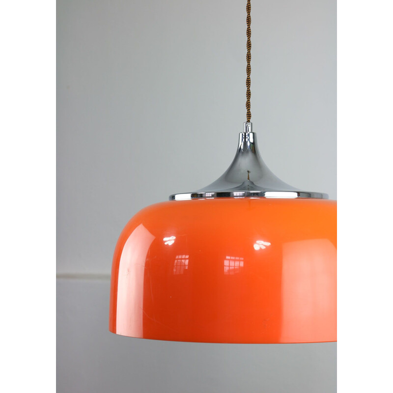 Vintage oranje hanglamp van Guzzini, Space Age