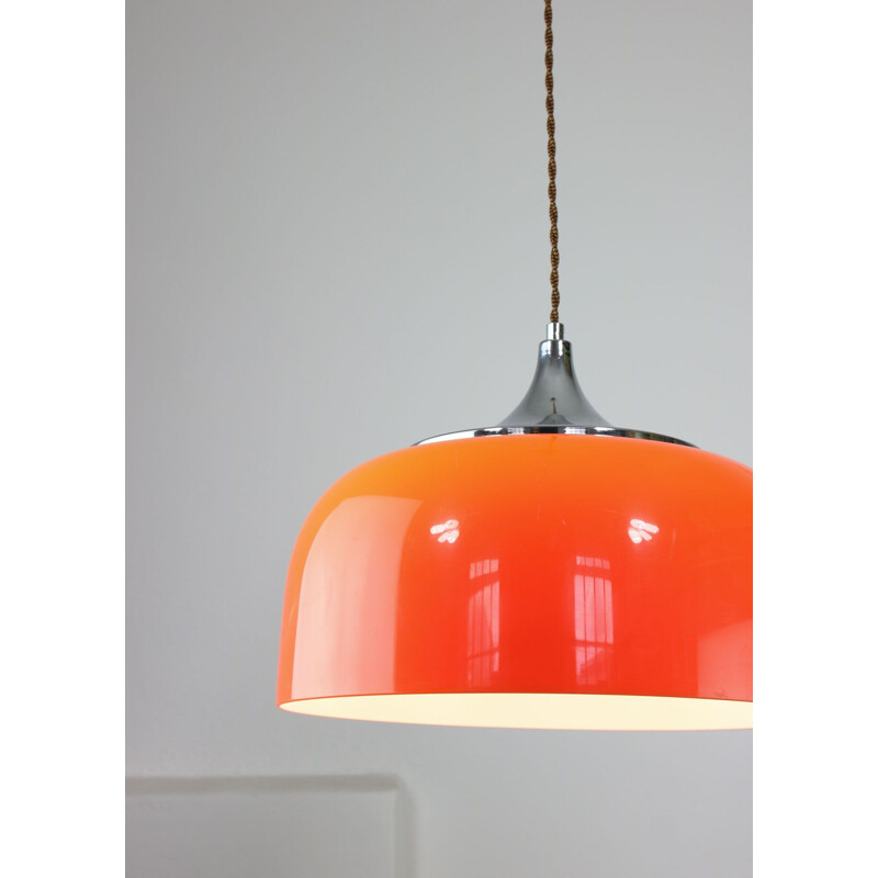 Lampada a sospensione arancione vintage di Guzzini, Space Age