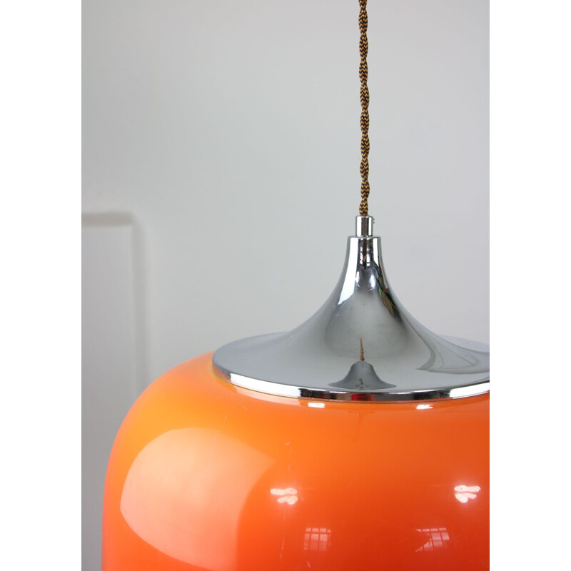 Vintage oranje hanglamp van Guzzini, Space Age