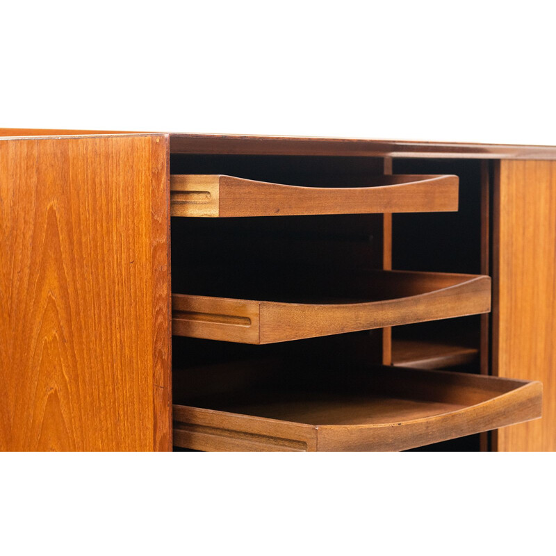 Vintage teak highboard with sliding doors by Arne Vodder for Sibast, Danish