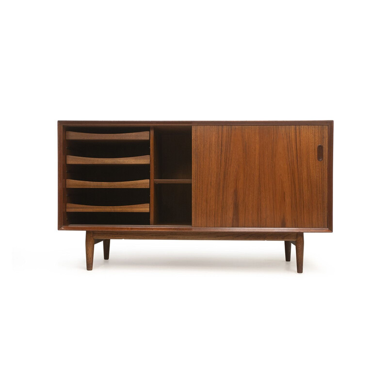 Vintage teak highboard with sliding doors by Arne Vodder for Sibast, Danish