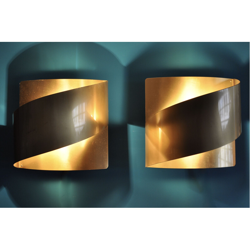 Pair of vintage brass sconces by Peter Celsing, Scandinavian 1960