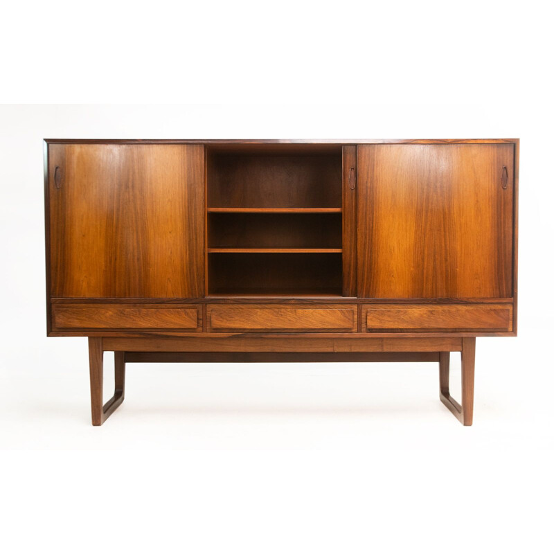 Vintage rosewood highboard with three sliding doors, Danish 1960