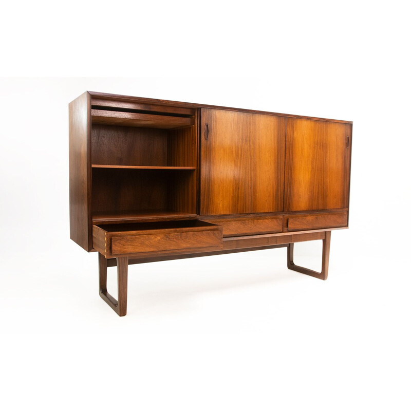 Vintage rosewood highboard with three sliding doors, Danish 1960