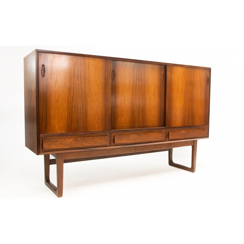 Vintage rosewood highboard with three sliding doors, Danish 1960