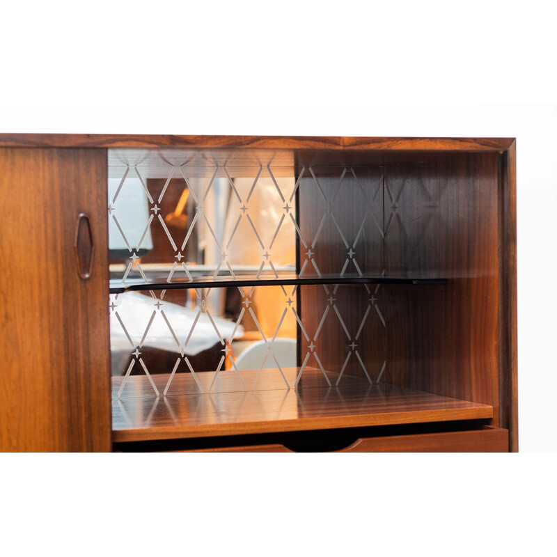 Vintage rosewood highboard with three sliding doors, Danish 1960