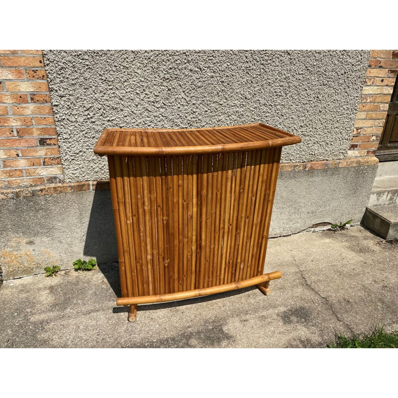 Vintage folding bamboo and rattan bar, 1960