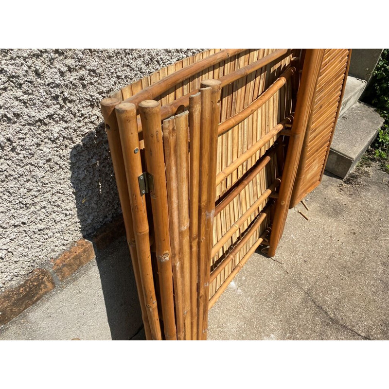 Vintage folding bamboo and rattan bar, 1960