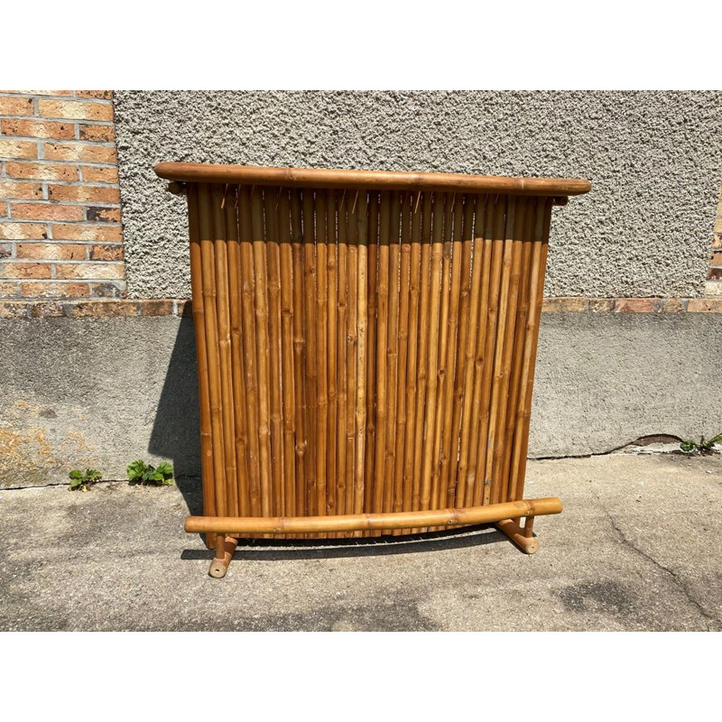 Vintage folding bamboo and rattan bar, 1960