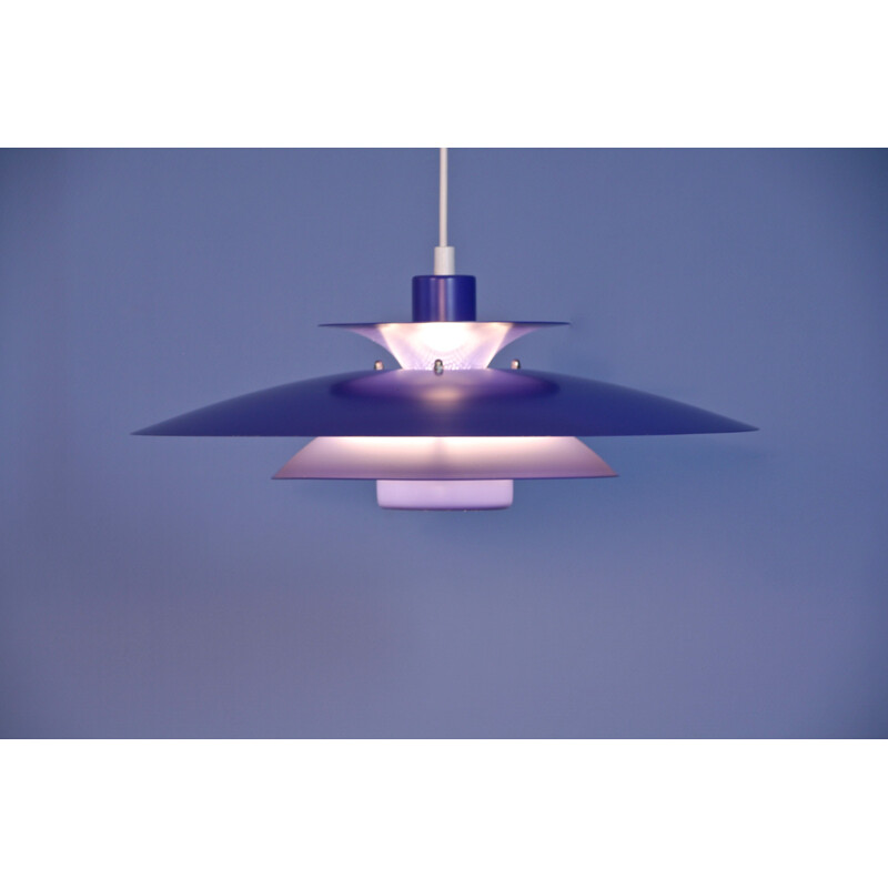 Vintage blue purple pendant lamp, Danish 1970