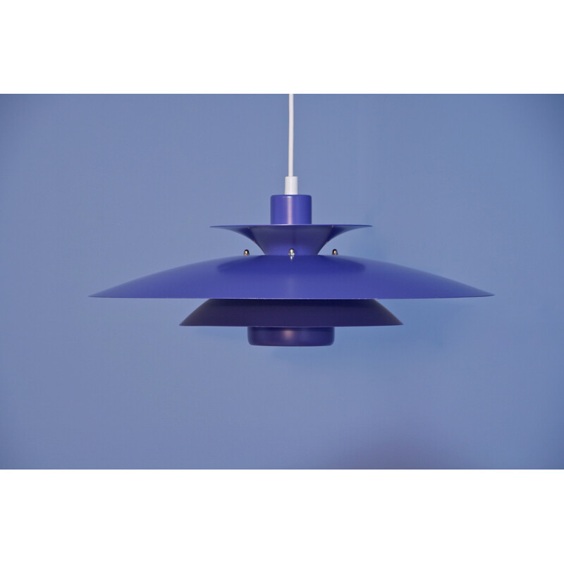 Vintage blue purple pendant lamp, Danish 1970