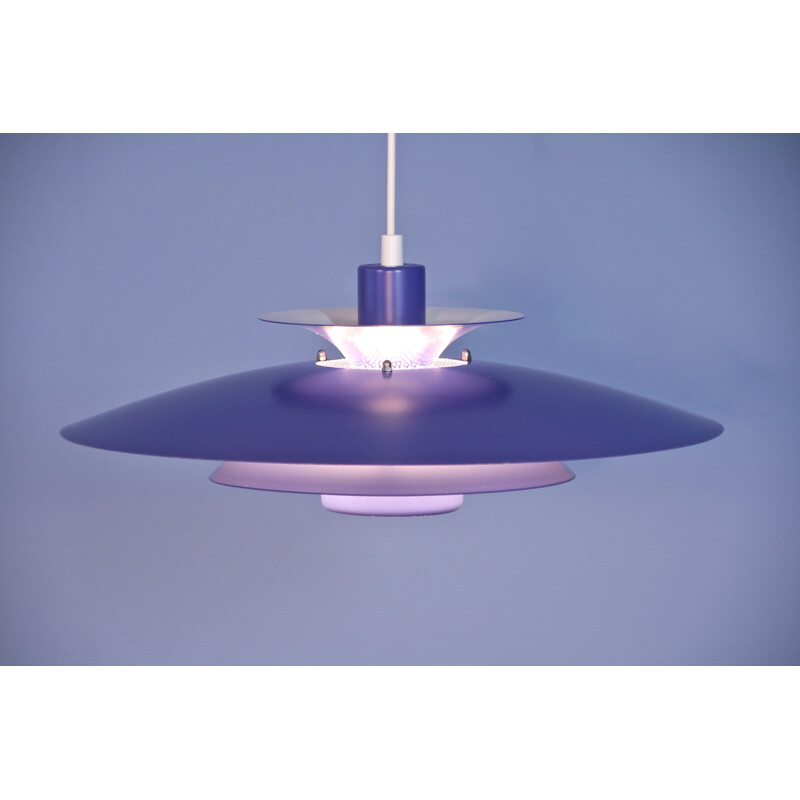 Vintage blue purple pendant lamp, Danish 1970