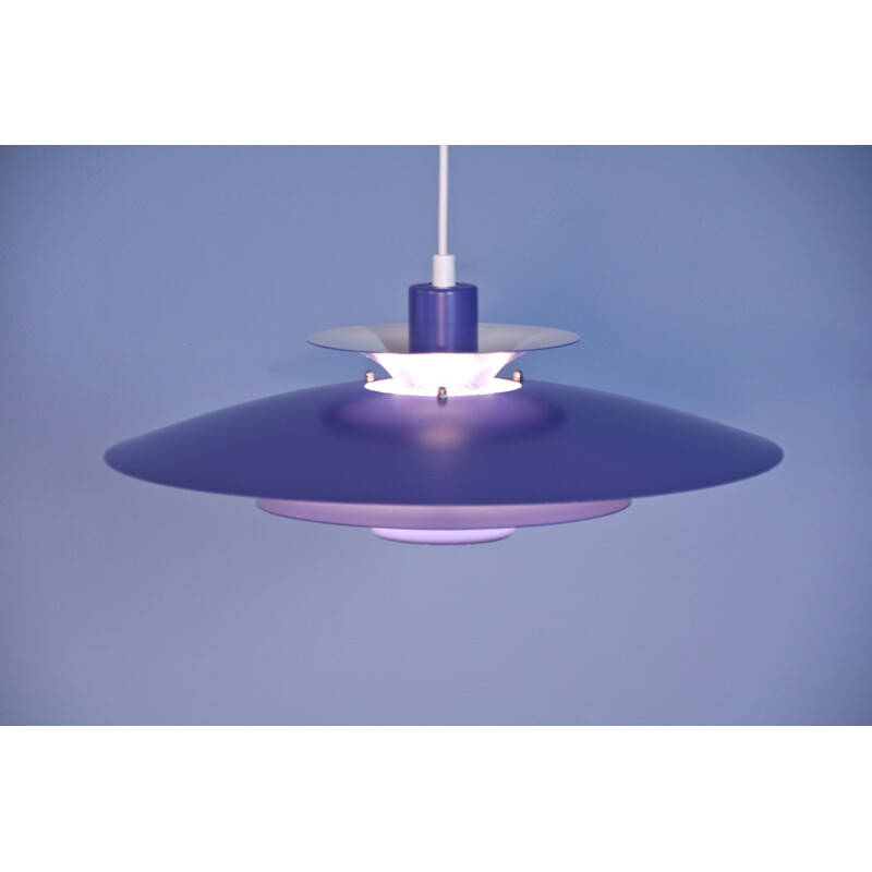 Vintage blue purple pendant lamp, Danish 1970