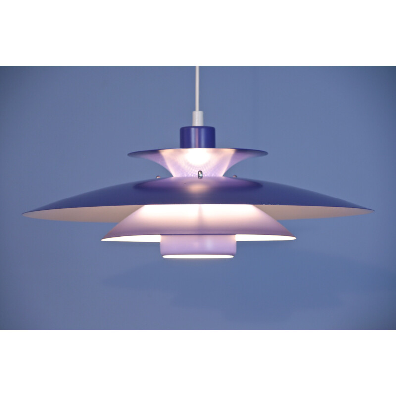 Vintage blue purple pendant lamp, Danish 1970